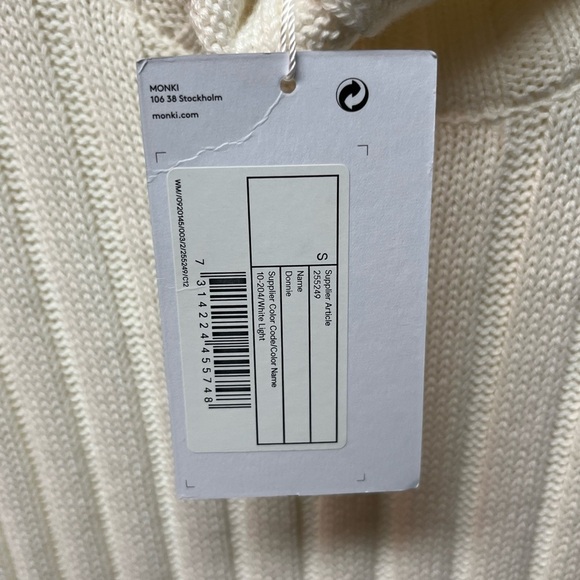 Monki Cream Ribbed Cowl Neck Sweater. Size Small - Picture 3 of 6